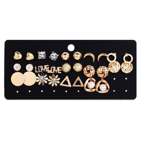 

charms earrings 50485 hanzhishang moon flower rhinestone set 14 pairs creative daisy, Golden