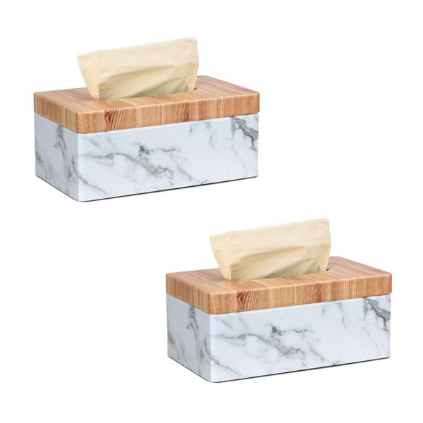 

tissue boxes & napkins aaak -2x rectangular marble pu facial grain box cover napkin holder paper towel dispenser container for home decor