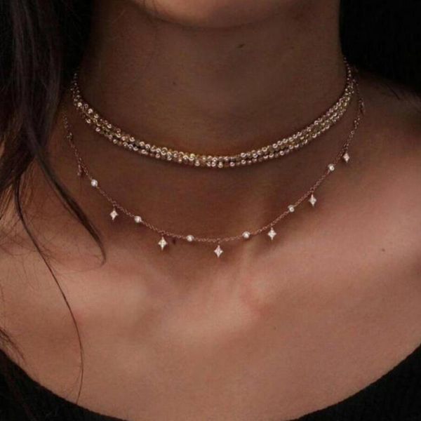 

luxury fashion retro star pendant multilayer gold pearls colodr necklace party charm jewelry accessories for women, Golden;silver