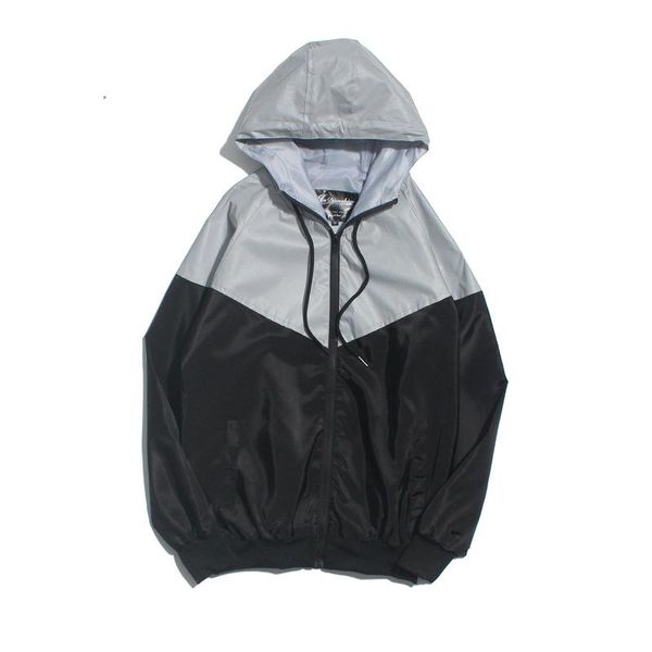 

men's jeans wimilous autumn outfit men loose reflective stitching charge windcheater tide student night batch run leisure noctilucent c, Blue