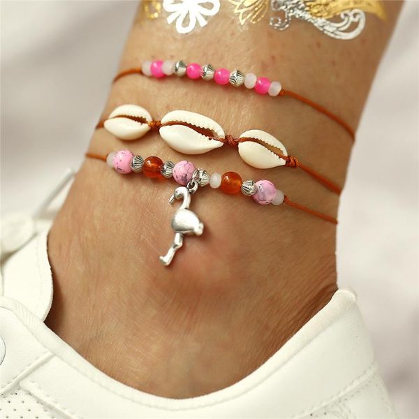 

anklets miss jq fashion 2021 shell pendant for women handmade bohemia rope anklet accessories tobilleras pulsera para tobillo, Red;blue