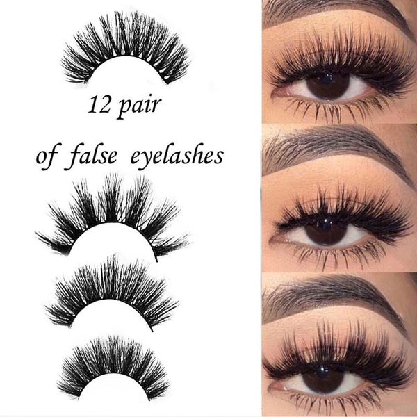 

false eyelashes 12pairs women japanese eyelash natural thick black charming eye lashes waterproof long lasting makeup