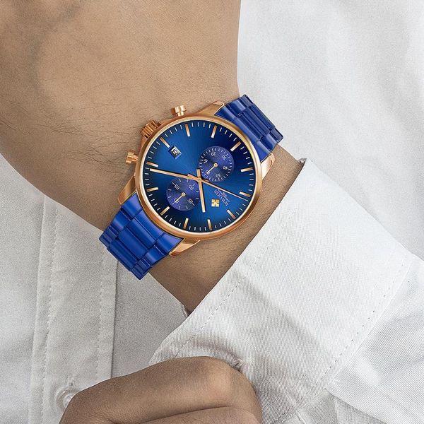 

wristwatches fashion men's watches 2021 luxury business casual stainless steel quartz watch male blue bracelet relogio masculino, Slivery;brown