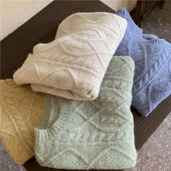 

2021 new hollow hole crochet loose o neck pullovers women spring sweater casual korean style knitted b6ez, White;black