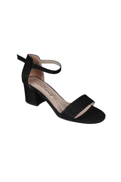 

sandals women's black silvery heel evening dress shoes 5cm