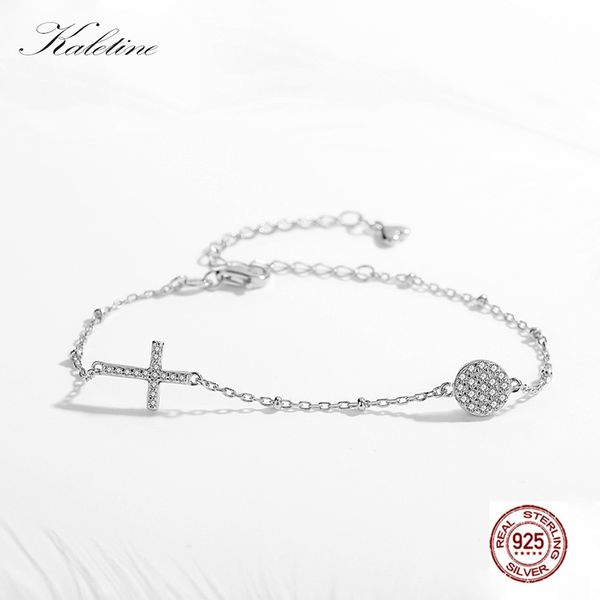 

kaletine 925 sterling silver cross evil eye for women clear cz luxury mens fashion bracelets good lucky jewelry, Golden;silver