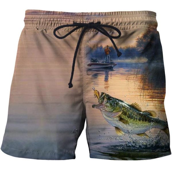 

fish printed beach shorts men masculino homme 3d short plage quick dry swimwear seaside board shorts male drop ship size s-6xl, White;black