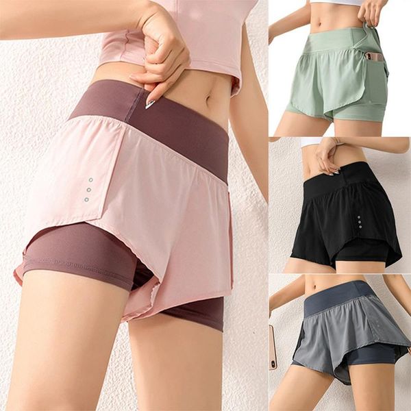 

running shorts 2021 summer sports men's loose straight double-layer fitness pants, Black;blue