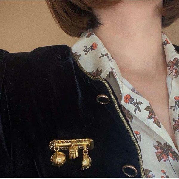 

hbp fashion niche designer gold metal french medieval star arch brooch suit accessories, Silver