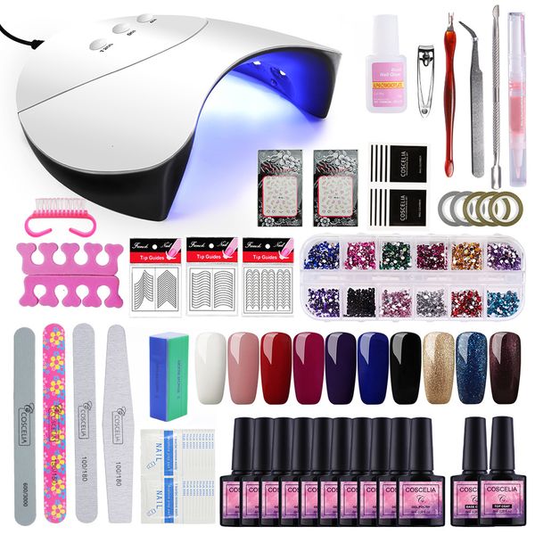 

8ml polish set 24/36w new led lamp all for new gel varnish kits diy nail art tools kit salon
