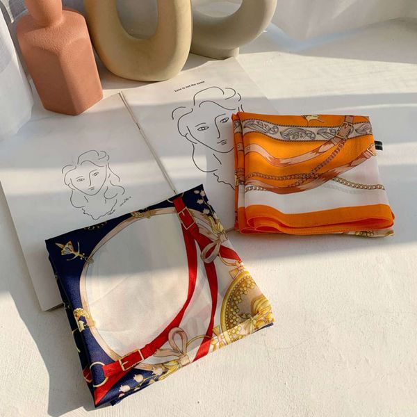 

silk small square hangzhou foreign style fashion versatile stewardess headscarf korean neck scarf female spring and, Blue;black