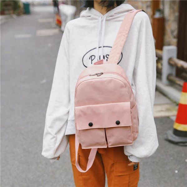 

outdoor bags girl backpack female 2021 fashion solid color college student bag korean tide travel small softback
