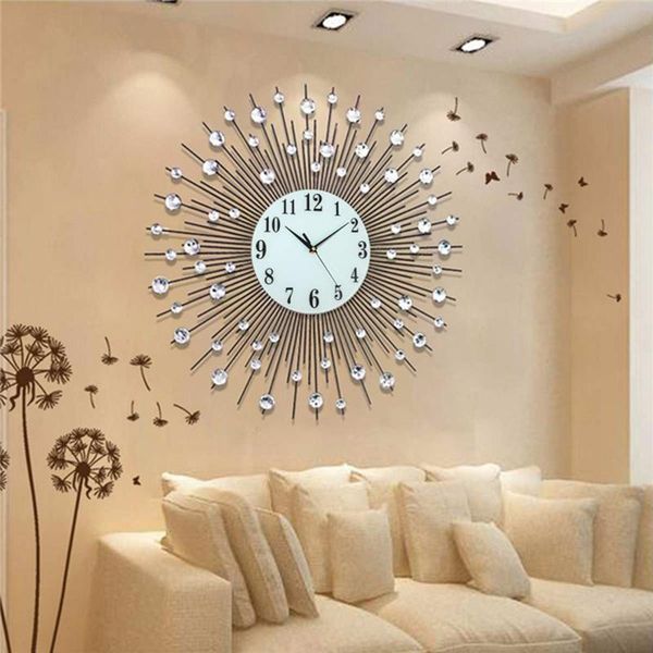 

gypsophila diamond fashion wall clock european style wrought iron clock creative decoration vintage metal art wall