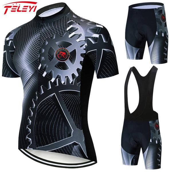 

racing sets teleyi 2021 cycling jersey pro team clothing bike bib shorts men set ropa ciclismo summer quick-dry 3d gel#21, Black;blue