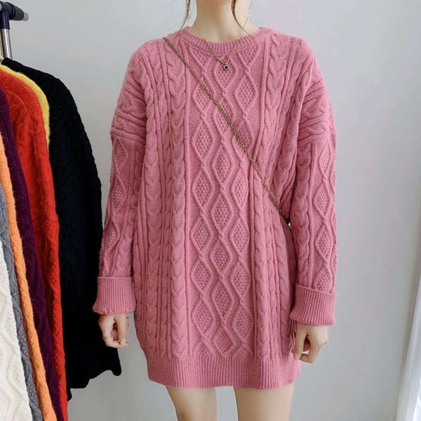 

2021size sweater korean fashion loose large version lazy hemp sleeve medium length women's 2021 new spring and autumn, White;black