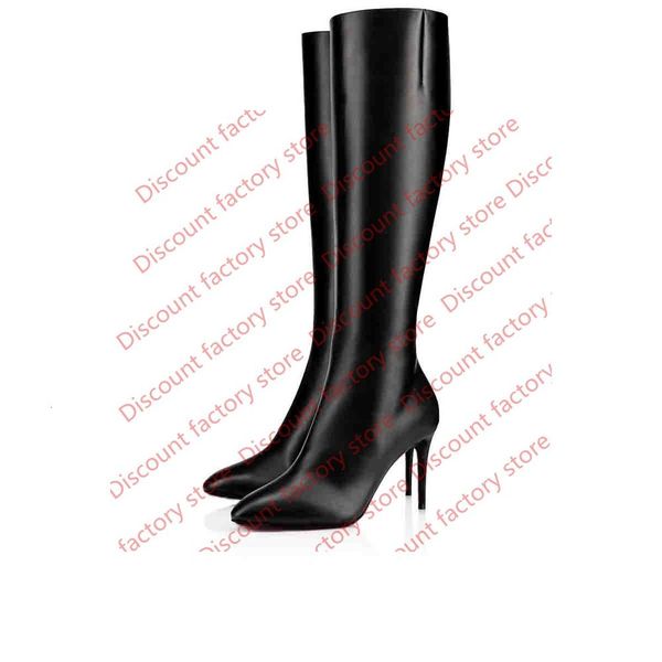 

black sheepskin genuine leather wedding evening long boots for women eloise botta red bottom boots over leg knee boot red sole high heels