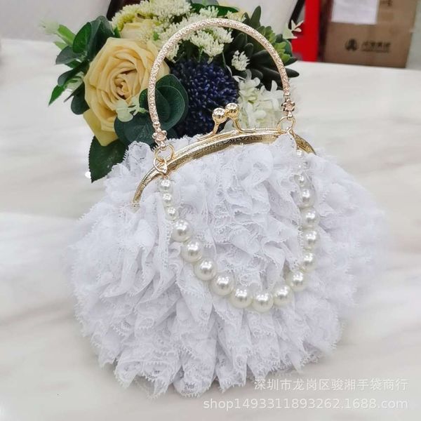 

new style lace bag, hanfu qipao, chinese style handbag, one shoulder slanting across women's bag, pearl hand bag