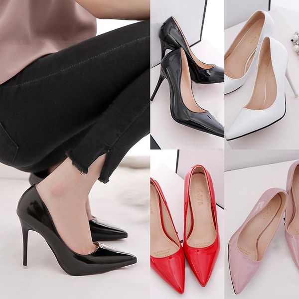 

dress shoes woman high heels pumps 12cm tacones pointed toe stilettos talon femme ladies wedding black big size