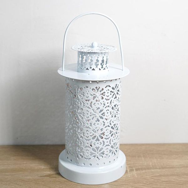 

portable lanterns landscape iron led candle light balcony outdoor battery powered garden home hollowed out hanging lantern with handle atmos