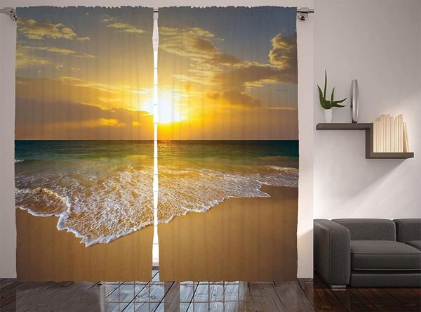 

curtain & drapes ocean curtains long calm spumous sea waves covers sandy beach at a mystic sunset window for living room