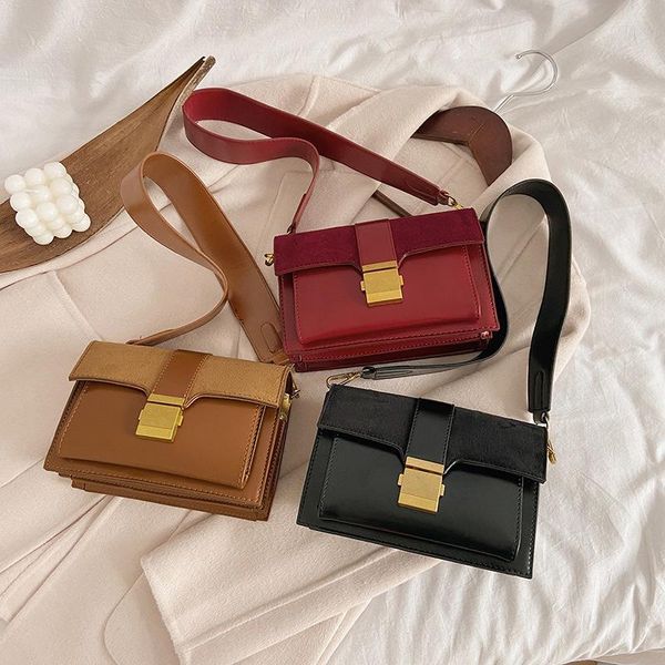 

high-quality women's bags 2021 fashion matte crossbody bag pu leather wide shoulder strap women's shoulder bag