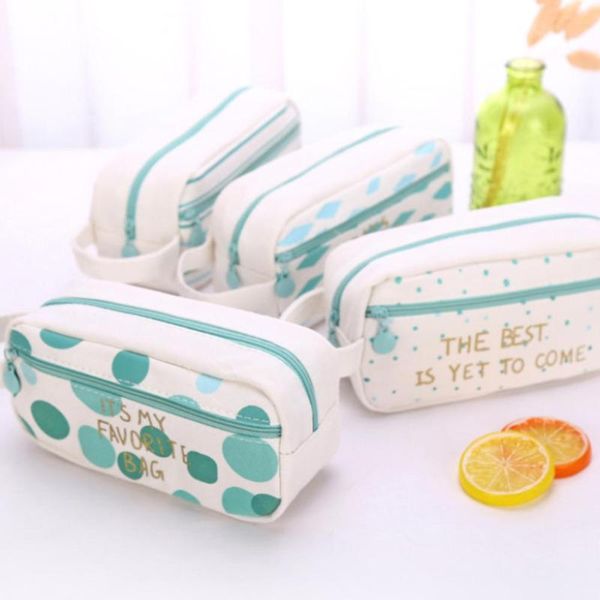 

pencil bags lovely letters case canvas pen stationery bag school student zipper pouch
