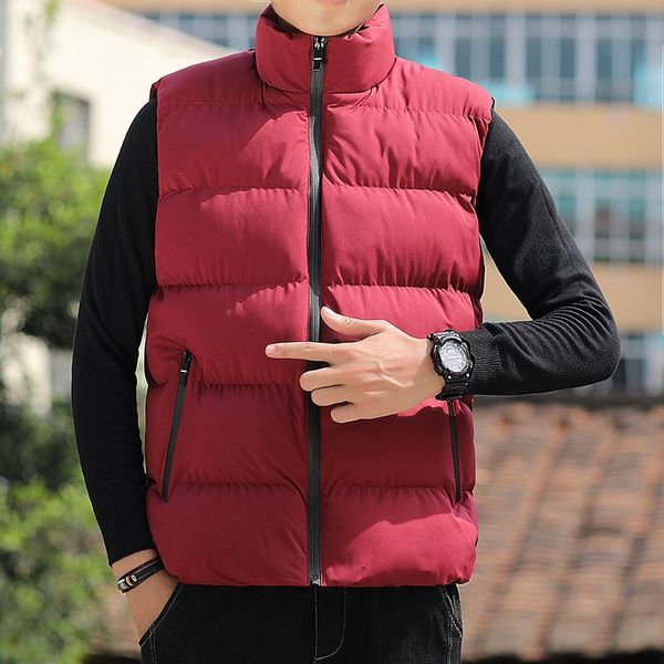 

men's vests sleeveless vest men winter fashion mens jacket male cotton-padded warm coats thicken waistcoats clothing, Black;white