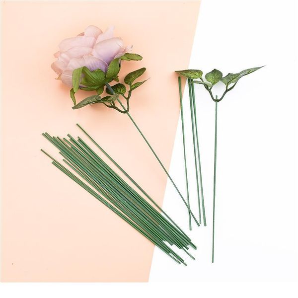 

30pcs iron wire roses leaf artificial flower pole for wedding home decor diy wreath gifts box scrapbooking craft fak jllujm