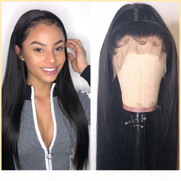 

brazilian straight lace closure wigs pre plucked hairline with baby hair 100% human hair remy hair for women, Black
