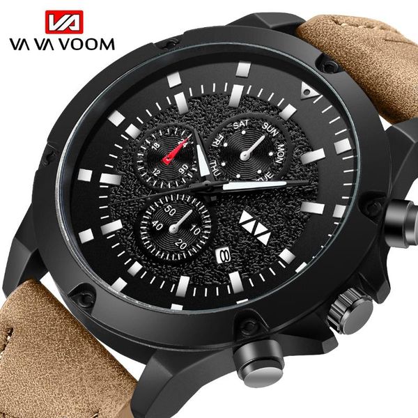 

anke store original luxury design men gift fashion casual sports black leather band waterproof calendar quartz watch for men, Slivery;brown