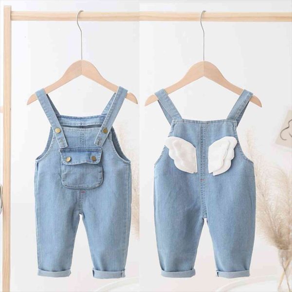 

baby girl overalls kids casual trousers jumpsuit toddler infant denim dungarees child jeans playsuit, Blue