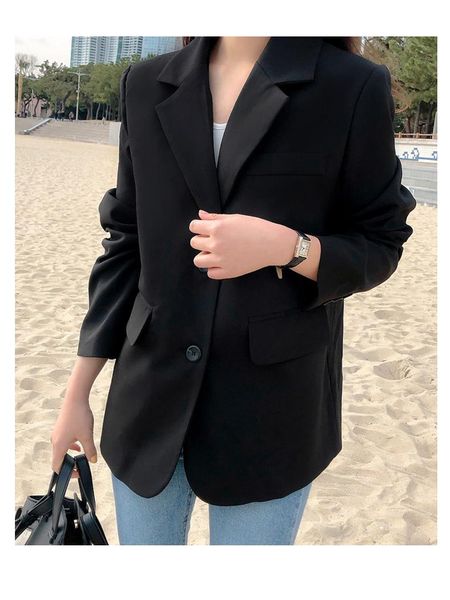 

women's suits & blazers office lady jacket spring autumn fashion women long sleeve casual black work wear coat, White;black