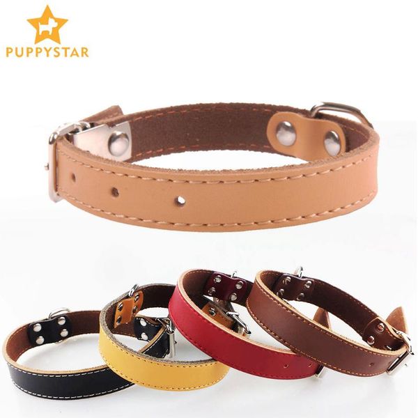 

dog collars & leashes leather collar for small large dogs adjustable cats puppies breakaway cat dog-collar pet products k9 jw0030