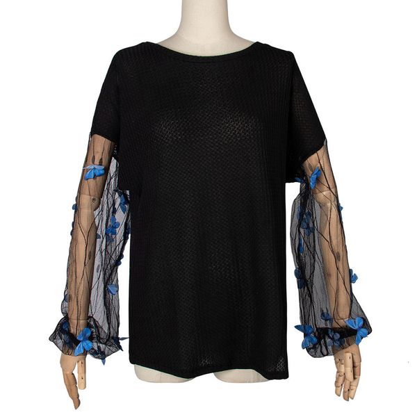 

2021 new women vintage harajuku loose shirt elegant butterfly mesh lantern long sleeve blouses casual pullovers tunic xoy5, White
