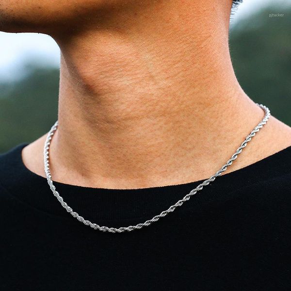 

chains 3mm rope chain necklace stainless steel cuban classic waterproof choker mens women jewelry gold silver color gift1