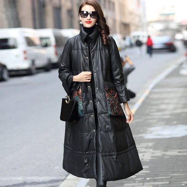 

women's leather & faux genuine jacket women winter warm real sheepskin coat korean vintage down jackets hq18-zyz261100b yy358, Black