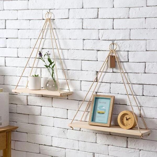

hooks & rails fashion wooden wall shelf nordic style flower pot rack home swing hanging decor