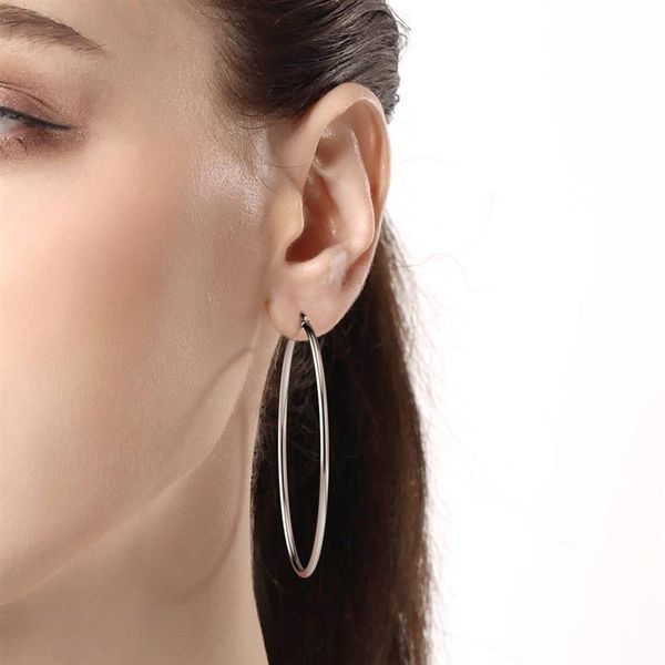 

hoop & huggie earrings 925 sterling silver big round circle buckle simple minimalist for women fashion jewelry, Golden;silver