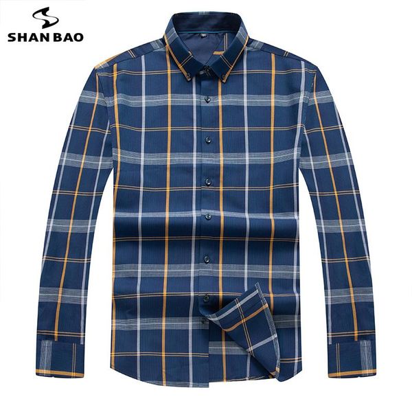 

men's casual shirts shan bao 2021 autumn high-quality plaid long-sleeved shirt young business loose plus size, White;black