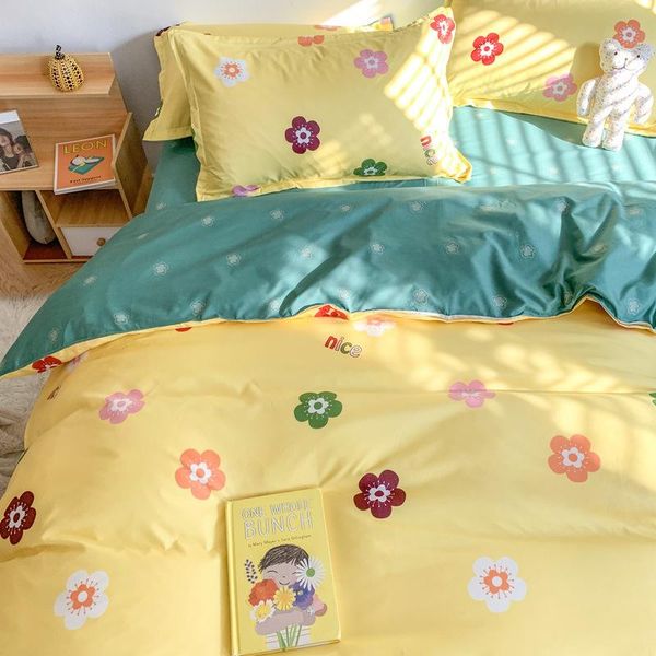 

bedding sets romantic little yellow flower pattern home textile aloe cotton set comfort soft ins style good quality oceania