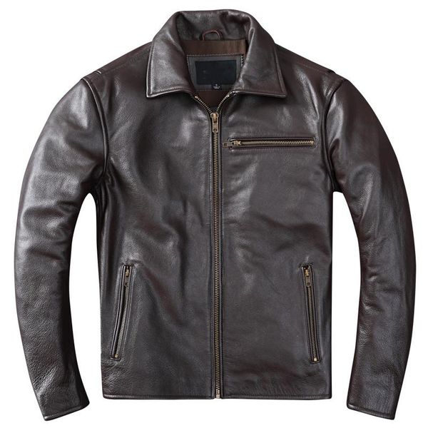 

men's leather & faux 2021 dark brown casual style genuine jacket men plus size 4xl real natural cowhide autumn coat, Black