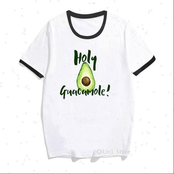 

2021 funny tshirt cute avocado fly graphic tees women t shirt holy guacamole tshirt femme kawaii clothes female t shirt, White