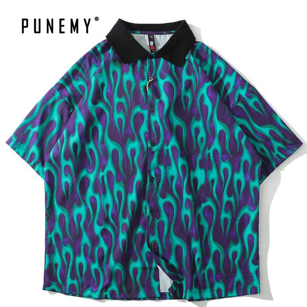 

2021 new t shirt men vintage flame pattern tshirt hip hop streetwear summer beach tee brand clothing casual man's t-shirt kad2, White