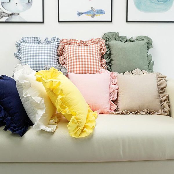 

cushion/decorative pillow nordic ins 100% cotton ruffled square living room sofa large cushion office bedside simple back home decoration