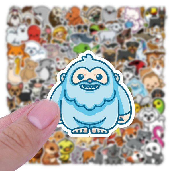 

100pcs cartoon animal stickers pack pvc vinyl graffiti decal stickers no repeat for lapwater bottle bike guitar luggage phone computer skate