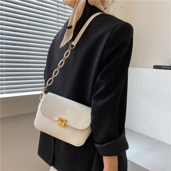 

evening bags korean white women luxury handbags pu leather chain underarm shoulder female daily design baguette totes purse pouch bolsos