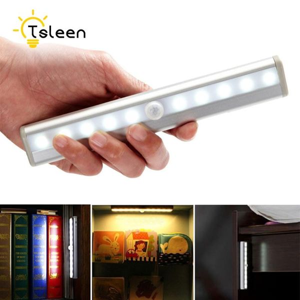 

tsleen pir motion sensor night light led wireless closet drawer wall garage lamp automatic sensing for corridor cabinet