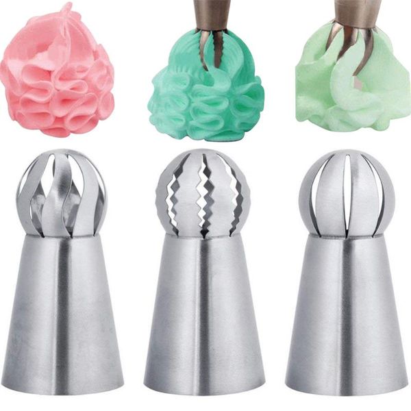 

4pc/set cake piping tips decorating mouth set spherical stainless steel plastic baking nozzle tool diy decoration nozzle bag