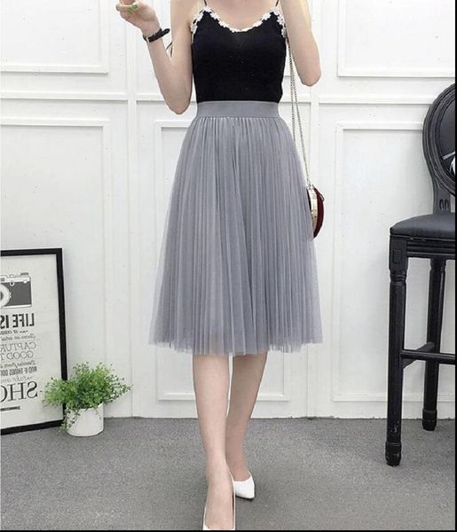 

tulle skirts womens midi pleated skirt black pink tulle skirt women 2020 spring summer elastic high waist mesh tutu skirt