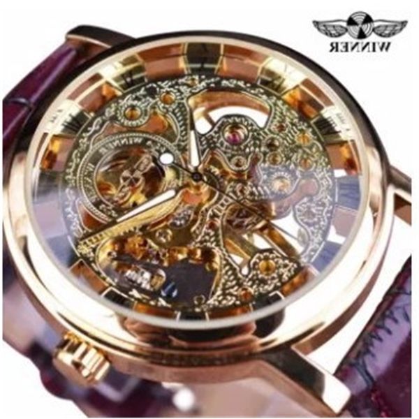

winner semi automatic mechanical watch men's, Slivery;brown